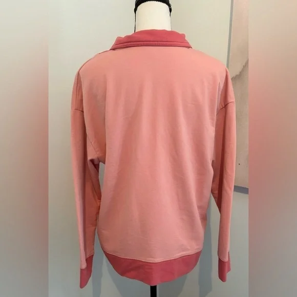 Time and Tru Women's Quarter Zip Sweatshirt Color Block Pink Women’s Size Large - Picture 11 of 11